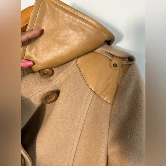 Mackage tan wool leather coat with buttons and pockets XS - Picture 15 of 15